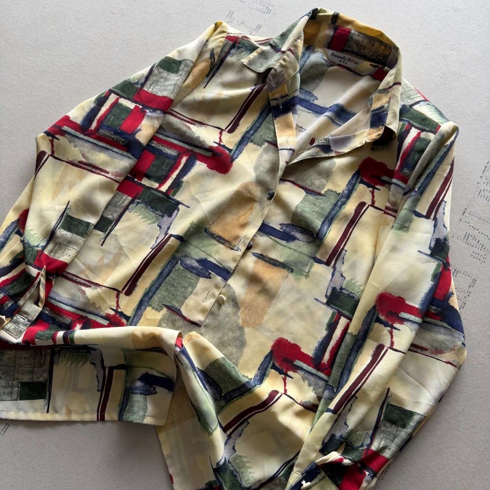 Vintage 90s Beverly Rose Abstract Geometric Button Up Shirt